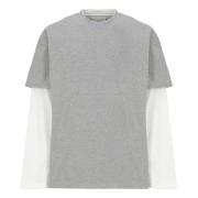 Jil Sander Grå Bomullst-shirt med Långa ärmar Gray, Herr