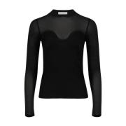 Nina Ricci Svart Heart Neckline Top Black, Dam