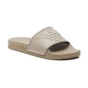 Emporio Armani Logo PVC Mules - Platta Skor Beige, Dam