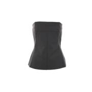 Rick Owens Svart Denim Bustier Topp Black, Dam