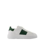 Hogan Svarta Lädersneakers med H Ränder White, Herr