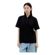 Moncler Logo Patch Polo Shirt Black, Dam