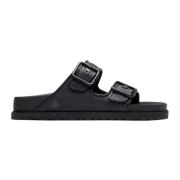 Birkenstock Raffia Luxe Sandaler med Logo Plaque Black, Dam