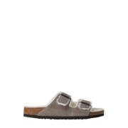 Birkenstock Shearling Två Rem Sandaler Gray, Herr