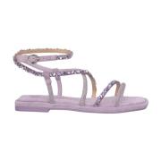 Alma EN Pena Platt sandal med flätade rhinestones Purple, Dam