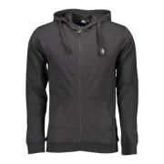 Sergio Tacchini Elegant Svart Huva Tröja med Dragkedja Black, Herr