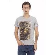 Trussardi Elegant grå V-ringad T-shirt Gray, Herr