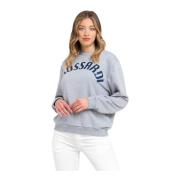 Trussardi Logo Sweatshirt Rund Hals Bomull Polyester Gray, Dam