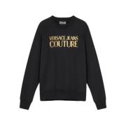 Versace Jeans Couture Svart Guld Borstad Tröja Black, Herr