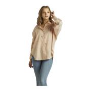 Alma EN Pena Rhinestone Poplin Skjorta Beige, Dam