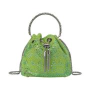 ALMA EN PENA Rhinestone Clutch Väska Green, Dam