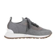 Brunello Cucinelli Blankstickade Sneakers Gray, Dam