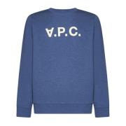 A.p.c. Rund Hals Sweatshirt Indigo Blå Blue, Herr