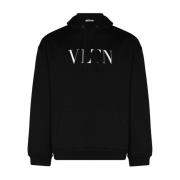 Valentino Garavani Svart Logotyp Tryck Hoodie Tröja Black, Herr