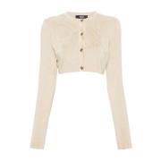 Versace Barock Jacquard Cardigan Beige Beige, Dam