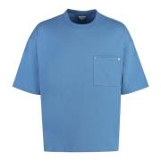 Bottega Veneta Bomull Crew-Neck T-Shirt med Framficka Blue, Herr