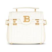 Balmain B-Buzz 23 quiltad läderväska White, Dam