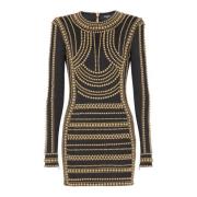 Balmain Kort klänning broderad med gyllene pärlor Multicolor, Dam