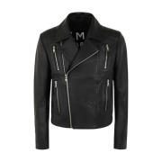 Balmain Läderjacka, 0PA Noir Black, Herr