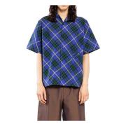 Burberry Navy Check Poplin Skjorta Blue, Herr