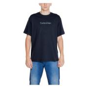 Calvin Klein Svart Bomull T-shirt med Rund Hals Blue, Herr