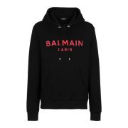 Balmain Bomullssweatshirt med Paris logo print Black, Herr