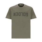 Golden Goose Grön T-shirt med Distressed Detaljer Green, Herr