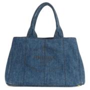 Prada Vintage Pre-owned Tyg totevskor Blue, Dam