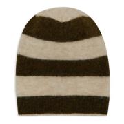 Gallo Grön Alpacka Ull Beanie Två-Ton Stripes Multicolor, Dam