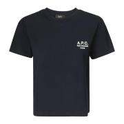 A.p.c. Blå Boxy Fit Broderad Logotyp T-shirt Blue, Dam