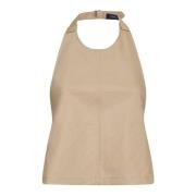 Wardrobe.nyc Khaki Halter Top A-Line Cut Beige, Dam