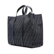 Fendi Blå FF Motif Jacquard Handväska Black, Herr