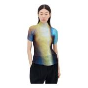 Issey Miyake Grafiskt Motiv Chiffong Twist Top Multicolor, Dam