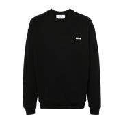 Msgm Svart Tröja med Logotyptryck Black, Herr