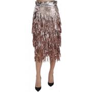 Dolce & Gabbana Metallic Paillett Midi Kjol Brown, Dam