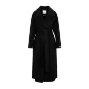 Sportmax Svart Yllekappa Aw24 Black, Dam