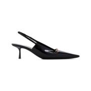 Saint Laurent Svarta Lackläder Slingback Pumps Black, Dam