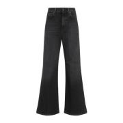 Acne Studios Svarta Wide Leg Jeans Black, Dam