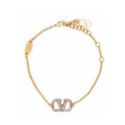 Valentino Garavani Guld VLogo Swarovski Crystal Charm Armband Yellow, ...