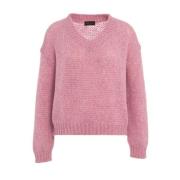 Roberto Collina Rosa Stickad Tröja Aw24 Pink, Dam