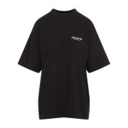 Balenciaga Svart Bomull T-shirt med Vitt Logotyp Black, Dam