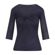 Giorgio Armani Lyxig Blå Silkeblandning Sweater Blue, Dam