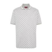 Gucci Signature GG Damier Jacquard Polo Gray, Herr