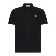 Stone Island Svart Polotröja med Logopatch Black, Herr