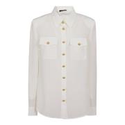 Balmain Silke Vit Skjorta Klassisk Stil White, Dam