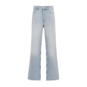 Ganni Metallic Wide-Leg Jeans Aw24 Blue, Dam