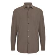 Boggi Milano Slim Fit Stretch Nylon Skjorta Brown, Herr