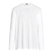 Kiton Vit Bomull Långärmad Crew Neck T-shirt White, Herr