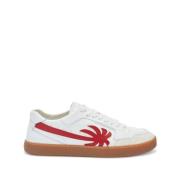 Palm Angels Lädersneakers med palmträdmotiv White, Herr