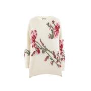 Blumarine Blommig Jacquard Sweaters Beige, Dam